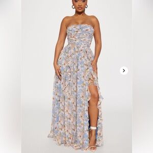 Fashion Nova Floral Maxi Skirt - Blue and Pink